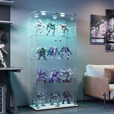 SOLKVUNZA Vitrina Expositora 78,5x35x163 Cm, Armario De Colección De 4 Niveles Con Led, Tirador Metálico Y Cerradura, Vidrio Templado Y Metal, Blanco SOLKVUNZA Vitrina Expositora 78,5x35x163 Cm, Armario De Colección De 4 Niveles Con Led, Tirador Metálico Y Cerradura, Vidrio Templado Y Metal, Blanco