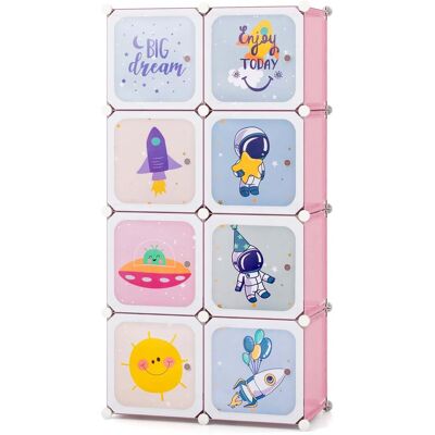 NORTHIX Organizador De Armario Para Niños, Estantería De Plástico Rosa De 8 Cubos NORTHIX Organizador De Armario Para Niños, Estantería De Plástico Rosa De 8 Cubos