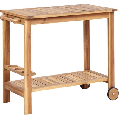 Beliani - Carrito De Servicio De Jardín Carrito De Té Con Ruedas De 2 Niveles De Madera De Acacia Certificada Ligera Con Soporte Para Botellas Sassari Ii Beliani - Carrito De Servicio De Jardín Carrito De Té Con Ruedas De 2 Niveles De Madera De Acacia Certificada Ligera Con Soporte Para Botellas Sassari Ii
