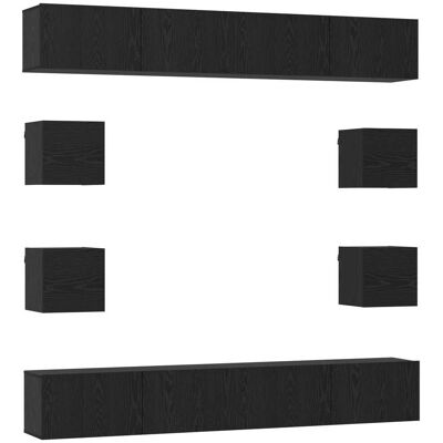Conjunto De Mueble De Tv 8 Uds. Roble Negro Vidaxl Conjunto De Mueble De Tv 8 Uds. Roble Negro Vidaxl