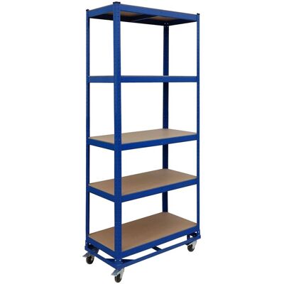 Relaxdays Estantería Carga Pesada Con Ruedas, 191 X 90 X 45 Cm, 750 Kg, 5 Baldas, Acero, Sistema De Montaje, Azul Relaxdays Estantería Carga Pesada Con Ruedas, 191 X 90 X 45 Cm, 750 Kg, 5 Baldas, Acero, Sistema De Montaje, Azul