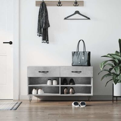 Banco zapatero gris hormigón vidaXL - Almacenamiento y estantería Banco zapatero gris hormigón vidaXL - Almacenamiento y estantería