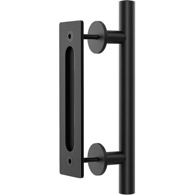 JUSCH Manija De Puerta Corrediza Retro De 30 Cm/11", Juego De Tiradores Y Manijas Empotradas De Acero Inoxidable Negro Para Puertas Corredizas De Madera. JUSCH Manija De Puerta Corrediza Retro De 30 Cm/11", Juego De Tiradores Y Manijas Empotradas De Acero Inoxidable Negro Para Puertas Corredizas De Madera.