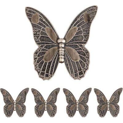 OEM Juego De 5 Tiradores Antiguos Para Puertas, Tiradores Vintage Con Forma De Mariposa Para Cajones, Armarios Y Roperos -crezuo OEM Juego De 5 Tiradores Antiguos Para Puertas, Tiradores Vintage Con Forma De Mariposa Para Cajones, Armarios Y Roperos -crezuo