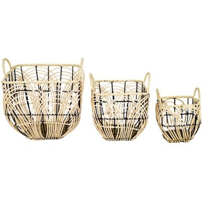 Signes Grimalt - Cesta Decoracion Cestas Fruta Con Asas 3 Uni. Cestas Marrón 27x29x29cm 27654 Signes Grimalt - Cesta Decoracion Cestas Fruta Con Asas 3 Uni. Cestas Marrón 27x29x29cm 27654