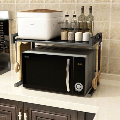 OEM Soporte Para Horno Microondas, Estante Multifuncional Extensible Para Microondas Con 3 Ganchos De Almacenamiento (40-60 Cm X 36 Cm X 42 Cm) Negro OEM Soporte Para Horno Microondas, Estante Multifuncional Extensible Para Microondas Con 3 Ganchos De Almacenamiento (40-60 Cm X 36 Cm X 42 Cm) Negro