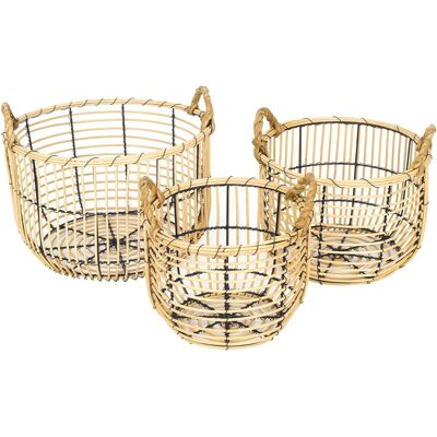 Signes Grimalt - Cesta Decoracion Cestas 3 Unidades Cestas Marrón 36x36x27cm 27649 Signes Grimalt - Cesta Decoracion Cestas 3 Unidades Cestas Marrón 36x36x27cm 27649