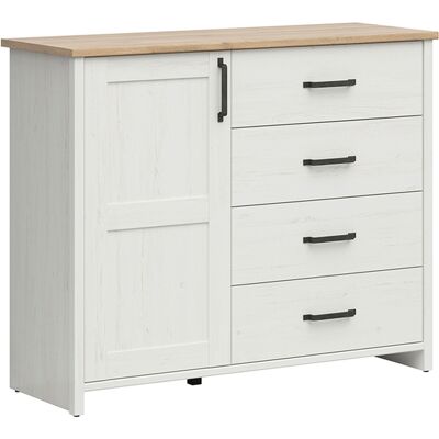 PETITS-MEUBLES Bufé 1 Puerta Y 4 Cajones Aksel Blanco Y Madera PETITS-MEUBLES Bufé 1 Puerta Y 4 Cajones Aksel Blanco Y Madera