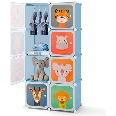 NORTHIX Armario Infantil Con 8 Cubos Y Zona Para Colgar, Azul NORTHIX Armario Infantil Con 8 Cubos Y Zona Para Colgar, Azul