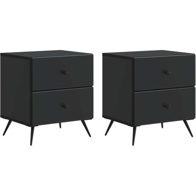 Armario De Noche Con Cajón 2 Pcs Negro 43 X 34,5 X 47,5 Cm Vidaxl Armario De Noche Con Cajón 2 Pcs Negro 43 X 34,5 X 47,5 Cm Vidaxl