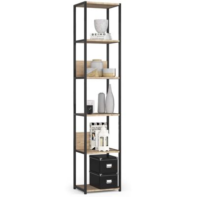 AKORD Scaffale Stilo Loft Con Ripiani In Legno 40 Cm Nera, Quercia Sonoma 40x32x192 Cm AKORD Scaffale Stilo Loft Con Ripiani In Legno 40 Cm Nera, Quercia Sonoma 40x32x192 Cm