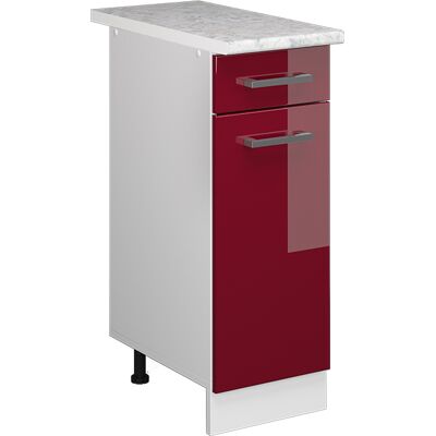 VICCO Mueble bajo universal R-Line - Rojo Burdeos alto brillo/Blanco - 30cm con cajón VICCO Mueble bajo universal R-Line - Rojo Burdeos alto brillo/Blanco - 30cm con cajón