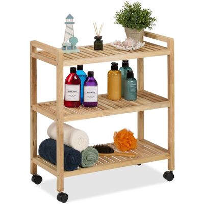 Relaxdays Estantería De Baño, Madera Nogal, 72 X 65 X 31 Cm, Estante Aseo Con Ruedas, 3 Baldas, Baño Y Cocina, Natural Relaxdays Estantería De Baño, Madera Nogal, 72 X 65 X 31 Cm, Estante Aseo Con Ruedas, 3 Baldas, Baño Y Cocina, Natural