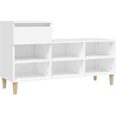 vidaXL Estante de zapatos de madera blanca - 102x36x60 cm Almacenamiento vidaXL Estante de zapatos de madera blanca - 102x36x60 cm Almacenamiento