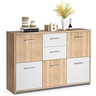 Armario Costway con 2 Cajones y 5 Puertas - Mueble de Almacenaje Moderno Armario Costway con 2 Cajones y 5 Puertas - Mueble de Almacenaje Moderno
