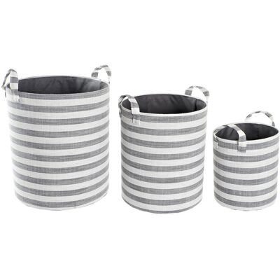 FIJALO Cesta Set 3 Algodon 35x35x40 Rayas Gris Dc200606 FIJALO Cesta Set 3 Algodon 35x35x40 Rayas Gris Dc200606