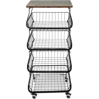 Cesta Almacenamiento Cocina Con Estantes, Cesta De Frutas Metal 4 Pisos Cestas De Frutas Y Verduras Con Ruedas, Estilo Industrial - Skecten Cesta Almacenamiento Cocina Con Estantes, Cesta De Frutas Metal 4 Pisos Cestas De Frutas Y Verduras Con Ruedas, Estilo Industrial - Skecten