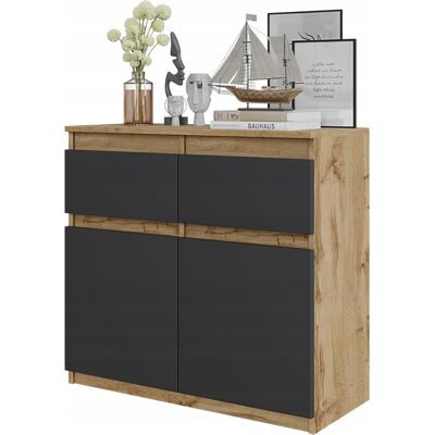 OEM Cómoda Wotan De 80 Cm, Roble/antracita, 2 Cajones, 2 Puertas, 2 Estantes. OEM Cómoda Wotan De 80 Cm, Roble/antracita, 2 Cajones, 2 Puertas, 2 Estantes.