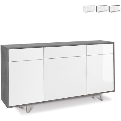 Sarmog - Aparador Con Tres Puertas Y Tres Cajones Cemento Blanco Brillo 164x41x H92 Cm Sarmog - Aparador Con Tres Puertas Y Tres Cajones Cemento Blanco Brillo 164x41x H92 Cm