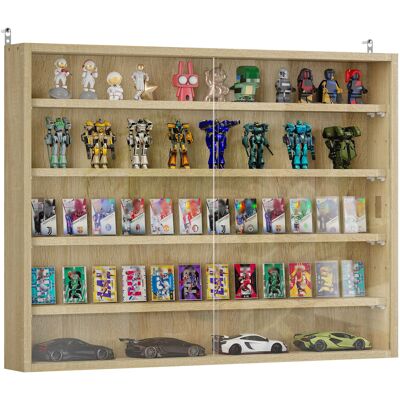 OEM Vitrina De Pared De Madera Con Estantes Ajustables Y 2 Puertas Correderas De Cristal 80x9,5x60 Cm Roble OEM Vitrina De Pared De Madera Con Estantes Ajustables Y 2 Puertas Correderas De Cristal 80x9,5x60 Cm Roble