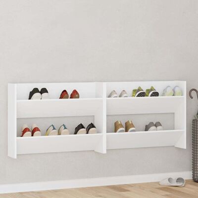 Vidaxl - Zapateros De Pared 2 Uds Madera Contrachapada Blanco 80x18x60cm Vidaxl - Zapateros De Pared 2 Uds Madera Contrachapada Blanco 80x18x60cm