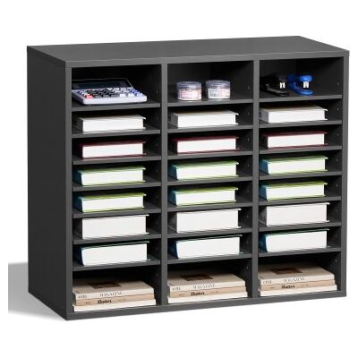 OEM Organizador De Literatura 737 X 305 X 620 Mm, Clasificador De Madera De Oficina De 24 Compartimentos Con Estantes Ajustables, Para Almacenamiento Para Archivos, Documentos, Papeles, Gris OEM Organizador De Literatura 737 X 305 X 620 Mm, Clasificador De Madera De Oficina De 24 Compartimentos Con Estantes Ajustables, Para Almacenamiento Para Archivos, Documentos, Papeles, Gris
