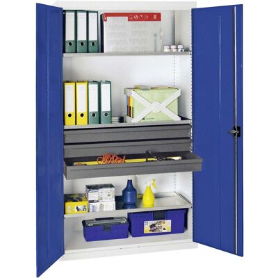 Stumpf Gabinete De Herramientas Y Materiales Serie 3000 Gris Claro / Azul Genciana + 3 Cajones De 100 Mm + 3 Estantes Extraíbles Continuos - 3008274 Stumpf Gabinete De Herramientas Y Materiales Serie 3000 Gris Claro / Azul Genciana + 3 Cajones De 100 Mm + 3 Estantes Extraíbles Continuos - 3008274