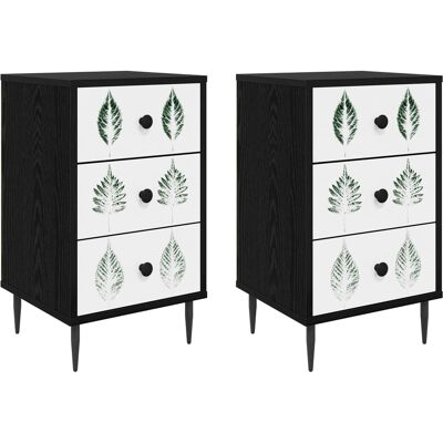 Mesa De Noche Hanau 2 Uds. Roble Negro 36 X 33 X 61 Cm Vidaxl Mesa De Noche Hanau 2 Uds. Roble Negro 36 X 33 X 61 Cm Vidaxl