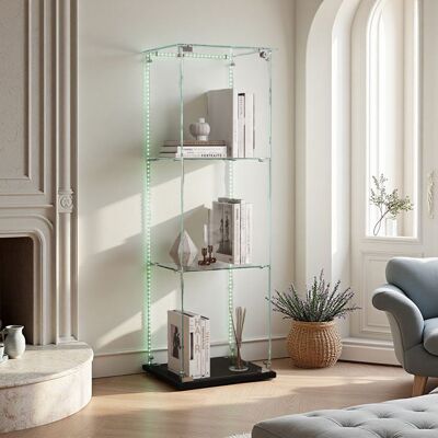 OEM Vitrina De Vidrio, 3 Estantes, Led, Armario De Presentación Para Salón, Para Colección, Contemporáneo, 123 X 39 X 35cm, Negro OEM Vitrina De Vidrio, 3 Estantes, Led, Armario De Presentación Para Salón, Para Colección, Contemporáneo, 123 X 39 X 35cm, Negro