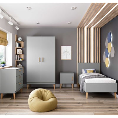 OEM Dormitorio Infantil Completo Con Cama 80x180, Cómoda Y Armario Kocot Kids Kubi - Gris OEM Dormitorio Infantil Completo Con Cama 80x180, Cómoda Y Armario Kocot Kids Kubi - Gris