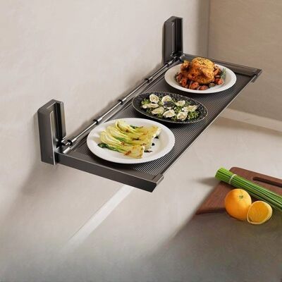 OEM Estantería De Cocina Para Preparación De Verduras Sin Agujeros, Estante Plegable De Pared De Varios Niveles + 5 Ganchos, Gris Oscuro, 48188 Cm OEM Estantería De Cocina Para Preparación De Verduras Sin Agujeros, Estante Plegable De Pared De Varios Niveles + 5 Ganchos, Gris Oscuro, 48188 Cm