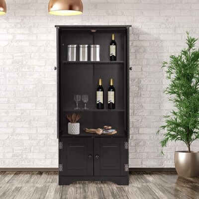 COSTWAY Armario Alto Gabinete Lateral De Madera Aparador Multiusos Para Sala De Estar Baño Cocina 59x32x123cm COSTWAY Armario Alto Gabinete Lateral De Madera Aparador Multiusos Para Sala De Estar Baño Cocina 59x32x123cm