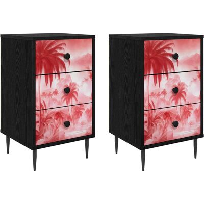 Mesa De Noche Aachen 2 Uds. Roble Negro 36 X 33 X 61 Cm Vidaxl Mesa De Noche Aachen 2 Uds. Roble Negro 36 X 33 X 61 Cm Vidaxl