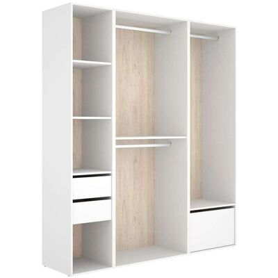 DKT Vestidor Sofia 2 Cajones, Zapatero Y Trasera Reversible En Blanco/natural, 204.5cm(alto) 199.5cm(ancho) 45cm(fondo). DKT Vestidor Sofia 2 Cajones, Zapatero Y Trasera Reversible En Blanco/natural, 204.5cm(alto) 199.5cm(ancho) 45cm(fondo).