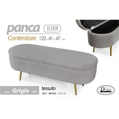 GICOS Panca Contenedora Teddy Gris 122x41x47 GICOS Panca Contenedora Teddy Gris 122x41x47