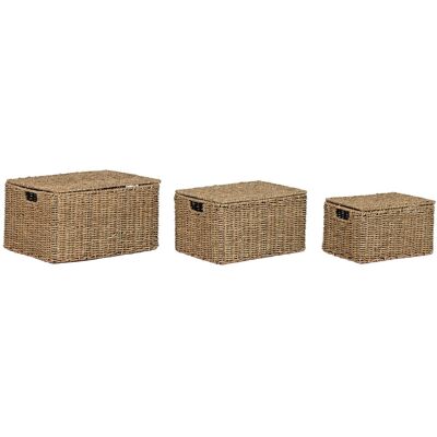 FIJALO Cesta Set 3 Fibra Metal 46x36x26 Baul Natural FIJALO Cesta Set 3 Fibra Metal 46x36x26 Baul Natural