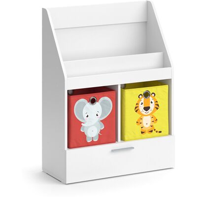 Estantería infantil Luigi Vicco - 72x96.2 cm, Blanco, 2 Cajas, Cajón, habitación infantil Estantería infantil Luigi Vicco - 72x96.2 cm, Blanco, 2 Cajas, Cajón, habitación infantil