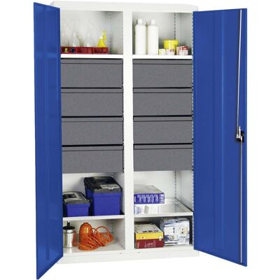Stumpf Gabinete De Herramientas Y Materiales Serie 3000 Gris Claro / Azul Genciana + 8 Cajones 200 Mm + Pared Divisoria Central + 4 Estantes Extraíbles - 3004674 Stumpf Gabinete De Herramientas Y Materiales Serie 3000 Gris Claro / Azul Genciana + 8 Cajones 200 Mm + Pared Divisoria Central + 4 Estantes Extraíbles - 3004674