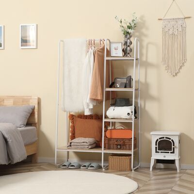 PZCC Homcom Perchero De Ropa De Madera Con 5 Estantes Y Barra Para Colgar Para Dormitorio Salón 101x39x160 Cm Natural PZCC Homcom Perchero De Ropa De Madera Con 5 Estantes Y Barra Para Colgar Para Dormitorio Salón 101x39x160 Cm Natural