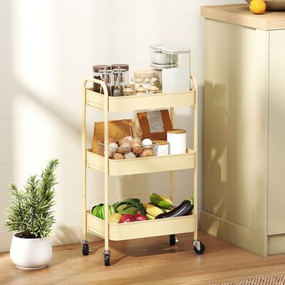 TORMATOR Carrito Auxiliar Con Ruedas De 3 Niveles Carrito De Cocina Con 3 Cestas Y 2 Asas 45x30,6x79 Cm Amarillo TORMATOR Carrito Auxiliar Con Ruedas De 3 Niveles Carrito De Cocina Con 3 Cestas Y 2 Asas 45x30,6x79 Cm Amarillo