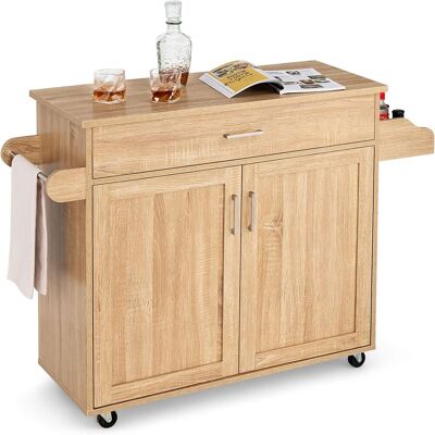 Carrito De Cocina Carro De Servicio Comedor Con Ruedas,toallero,cajón, Puerta Y Estantes Gabinete Mueble De Cocina (natural) - Costway Carrito De Cocina Carro De Servicio Comedor Con Ruedas,toallero,cajón, Puerta Y Estantes Gabinete Mueble De Cocina (natural) - Costway