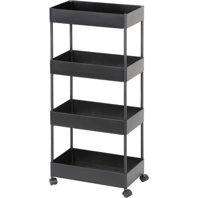 AQRAU Gabinete Negro Del Carro Del Almacenamiento De La Cocina, Estantes Del Almacenamiento De 4 Niveles Con El Gabinete De Cocina De La Rueda AQRAU Gabinete Negro Del Carro Del Almacenamiento De La Cocina, Estantes Del Almacenamiento De 4 Niveles Con El Gabinete De Cocina De La Rueda