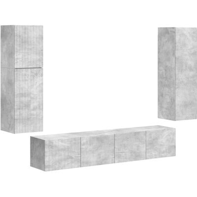 Conjunto De Mueble De Tv 4 Uds. Gris Concreto Vidaxl Conjunto De Mueble De Tv 4 Uds. Gris Concreto Vidaxl