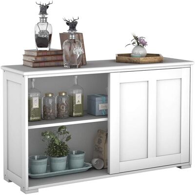 Costway - Aparador Buffet Con Puertas Correderas Armario Almacenaje Multiusos Estantería De Madera Para Cocina Comedor Beige Costway - Aparador Buffet Con Puertas Correderas Armario Almacenaje Multiusos Estantería De Madera Para Cocina Comedor Beige