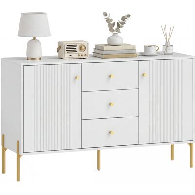 Homcom Aparador Moderno De 2 Puertas, Aparador De Salón Con 3 Cajones, Estantes Ajustables, Encimera Con Efecto Mármol, Blanco, 120x39,1x76 Cm Homcom Aparador Moderno De 2 Puertas, Aparador De Salón Con 3 Cajones, Estantes Ajustables, Encimera Con Efecto Mármol, Blanco, 120x39,1x76 Cm