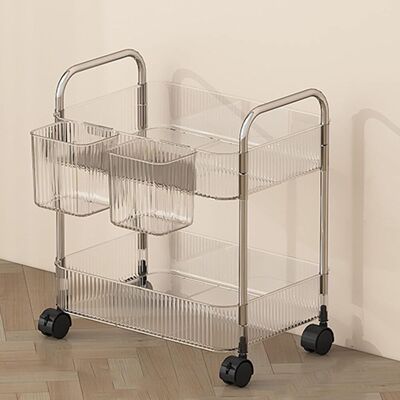 RAPANDA Organizador De Almacenamiento De Acrílico Transparente, Carrito Para Cosméticos, Organizador De Artículos De Tocador, Mesita De Noche, 2 Niveles RAPANDA Organizador De Almacenamiento De Acrílico Transparente, Carrito Para Cosméticos, Organizador De Artículos De Tocador, Mesita De Noche, 2 Niveles