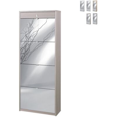 Sarmog - Zapatero Con Cuatro Puertas De Espejo Y Un Cajón Superior Olmo Claro 63x29x H164 Cm Sarmog - Zapatero Con Cuatro Puertas De Espejo Y Un Cajón Superior Olmo Claro 63x29x H164 Cm