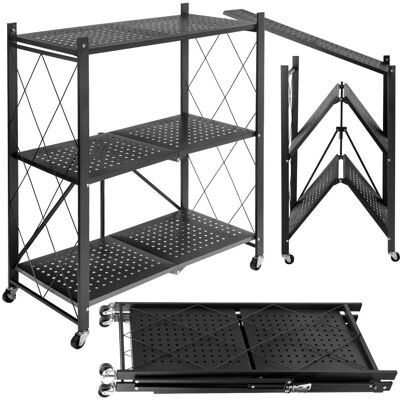 OEM Estantería Plegable De 3 Niveles Gestel, Negra, Con Ruedas. OEM Estantería Plegable De 3 Niveles Gestel, Negra, Con Ruedas.