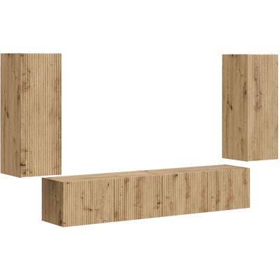 Conjunto De Mueble Para Tv De Pared 4 Uds. Roble Artisan Vidaxl Conjunto De Mueble Para Tv De Pared 4 Uds. Roble Artisan Vidaxl