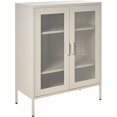BELIANI Aparador Industrial Moderno De Acero Para Oficina 2 Puertas Estantes Beige Claro Wakatipu BELIANI Aparador Industrial Moderno De Acero Para Oficina 2 Puertas Estantes Beige Claro Wakatipu